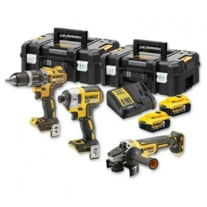 Dewalt DCK384P2T Σετ Γωνιακός Τροχός & Μπουλονόκλειδο & Σκαπτικό 18V με 2 Μπαταρίες 5Ah και Θήκη